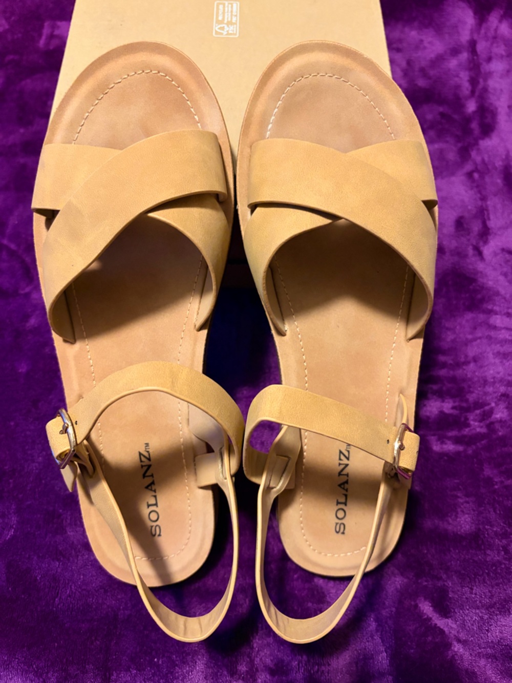 Solanz Women's Crisscross Slingback Sandals in Tan